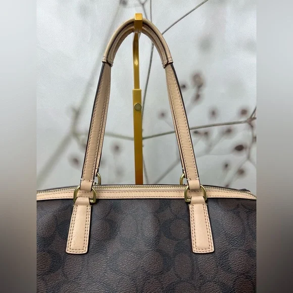 Coach Signature Stripe Red and White Center Stripe Nancy Satchel - Picture 3 of 14